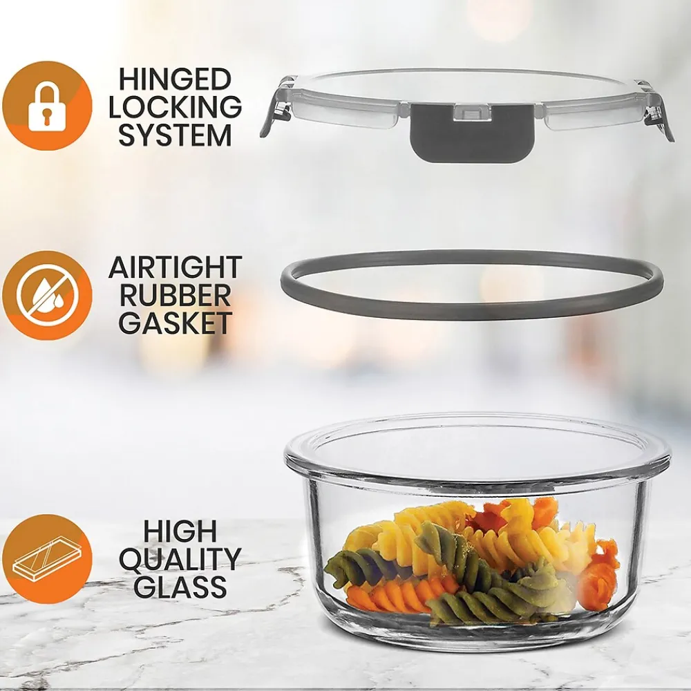Nutrichef Stackable Borosilicate Glass Food Storage Containers Set, 24-Piece (NCGLGY)