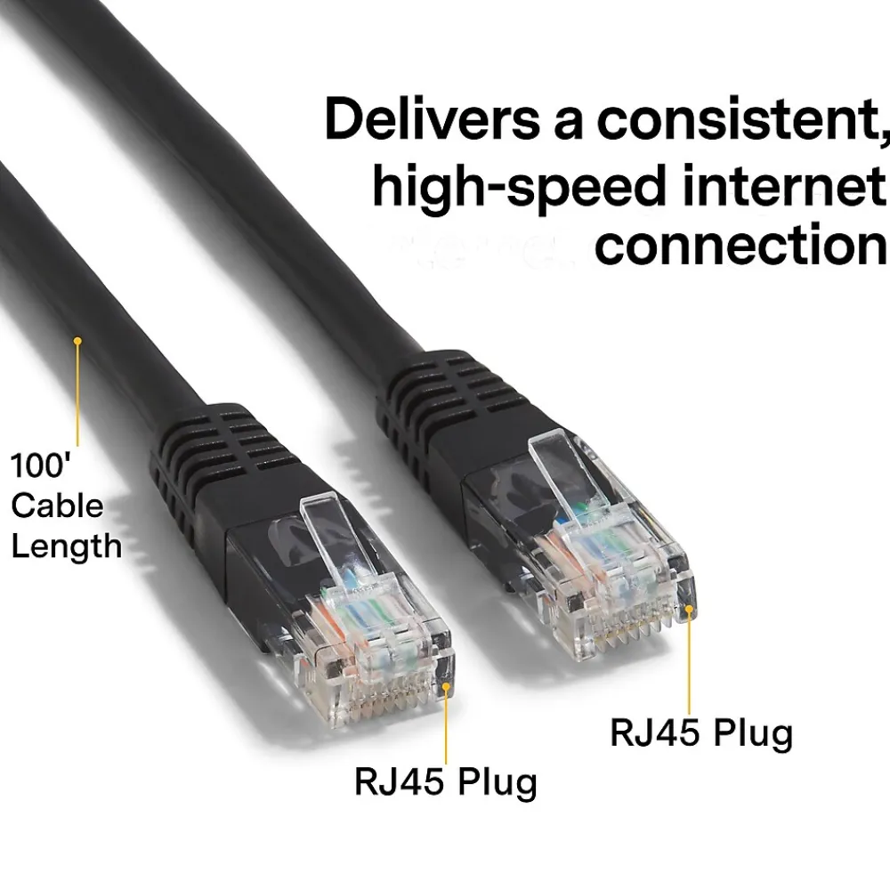 NXT Technologies ™ 100' CAT-6 Cable, Black (NX29932)