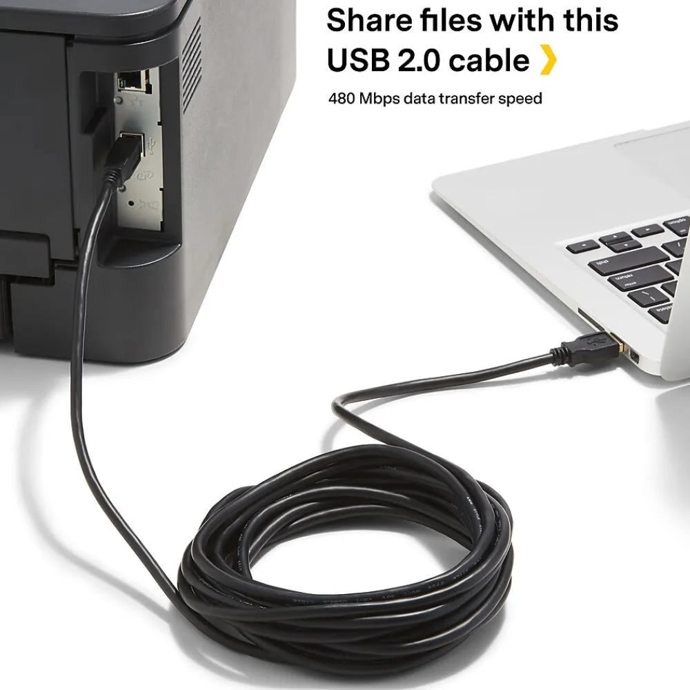 NXT Technologies ™ 11' USB B to USB A Printer Cable, Male to Male, Black (NX29930)