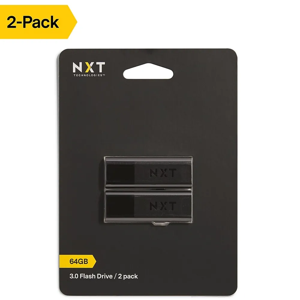 Discount NXT Technologies ™ 64GB USB 3.0 Type A Flash Drive, Black, 2/Pack (NX56885-US/CC)