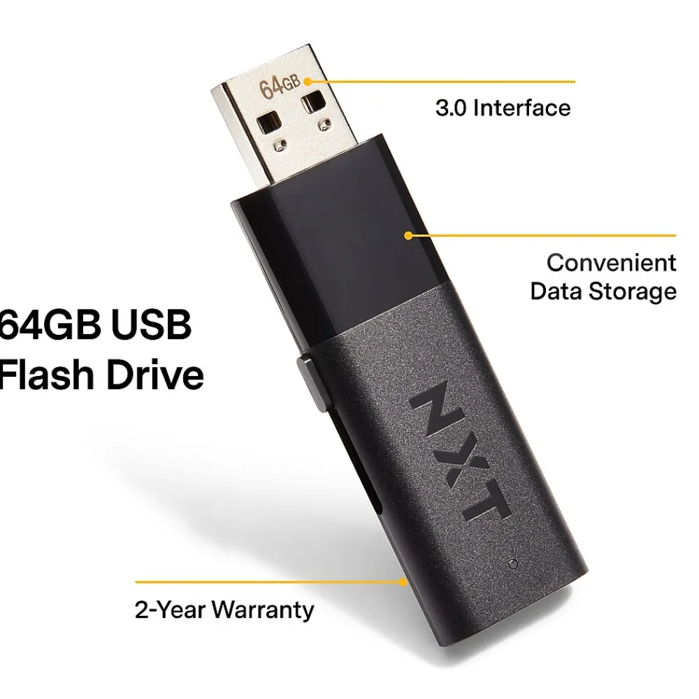 Sale NXT Technologies ™ 64GB USB 3.0 Type A Flash Drive, Black, 4/Pack (NX56889-US/CC)
