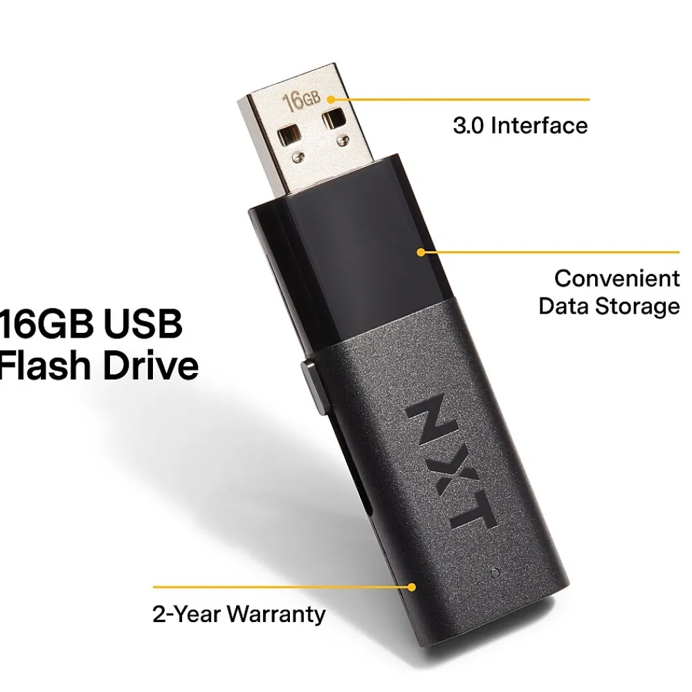 Clearance NXT Technologies ™ 16GB USB 3.0 Type A Flash Drive, Black, 10/Pack (NX56890-US/CC)