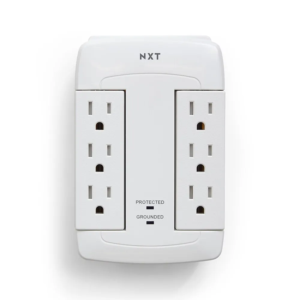 NXT Technologies ™ 6-Outlet 2 USB Swivel Wall Tap, 900 Joules (NX54322)