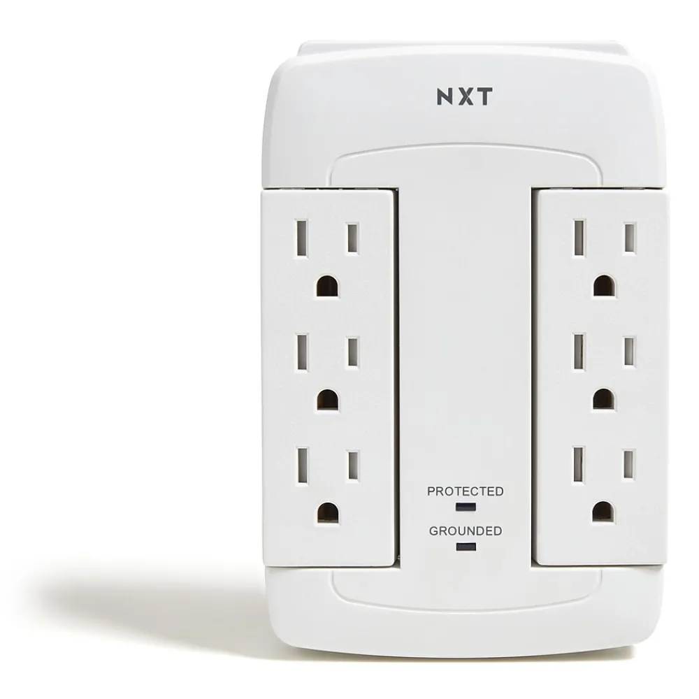 NXT Technologies ™ 6-Outlet 2 USB Swivel Wall Tap, 900 Joules (NX54322)