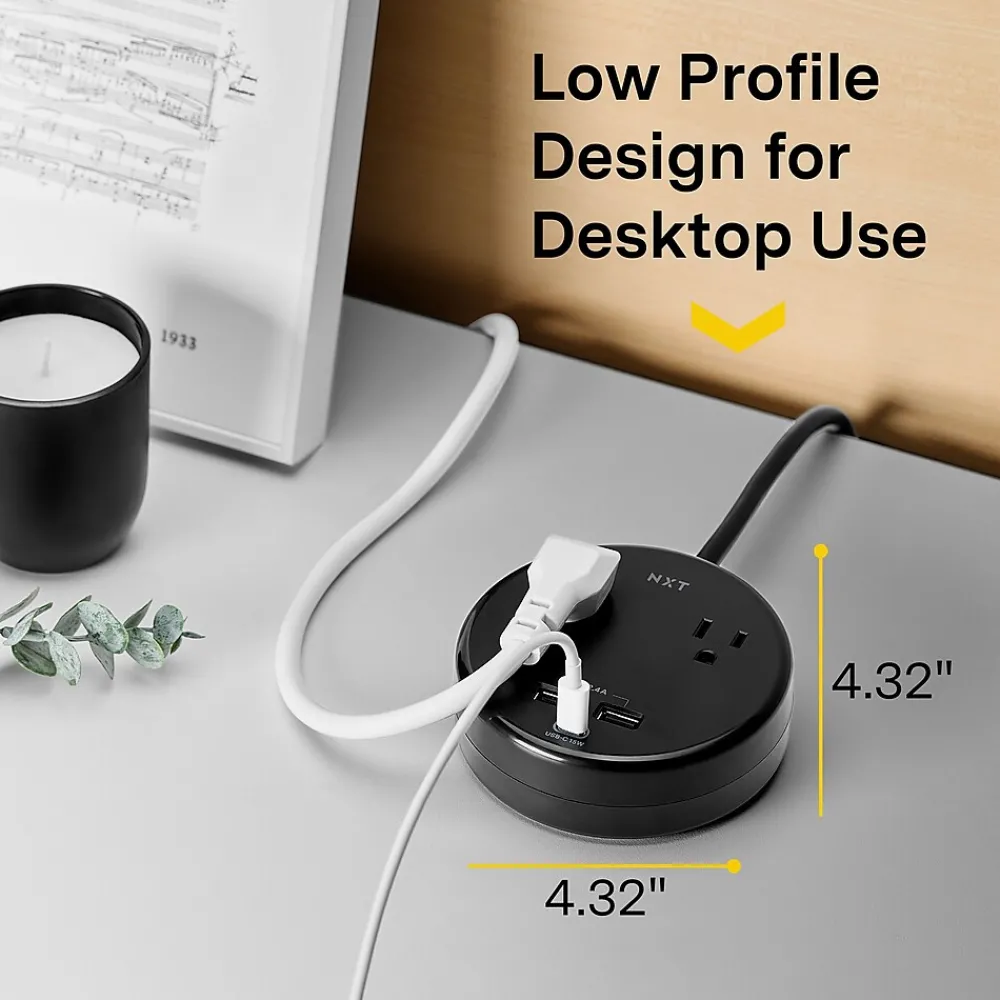 NXT Technologies ™ 2-Outlet Plus USB Surge Protector, 5' Cord, 500 Joules (NX61428)