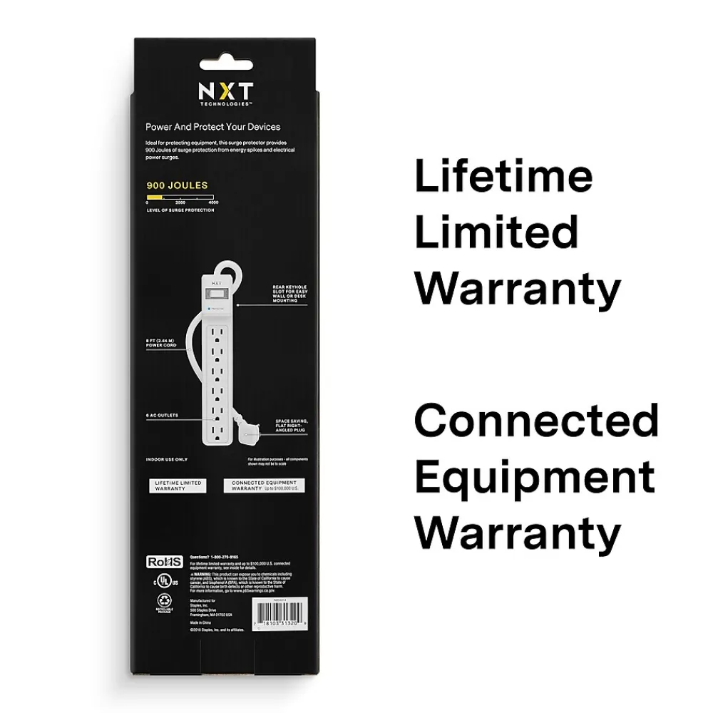 NXT Technologies ™ 6-Outlet Surge Protector, 8' Cord, 900 Joules (NX54314)