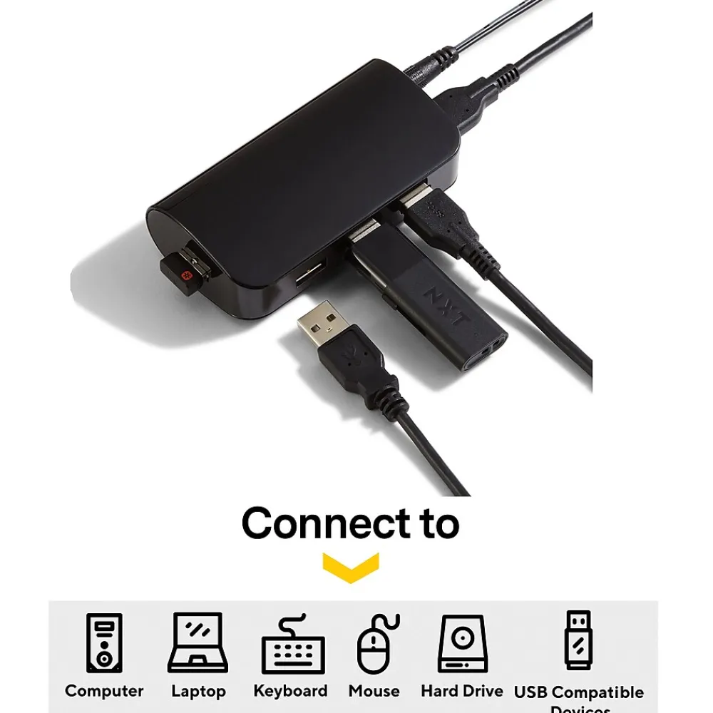 NXT Technologies ™ 4-Port USB 3.0 Hub, Black (NX29745)