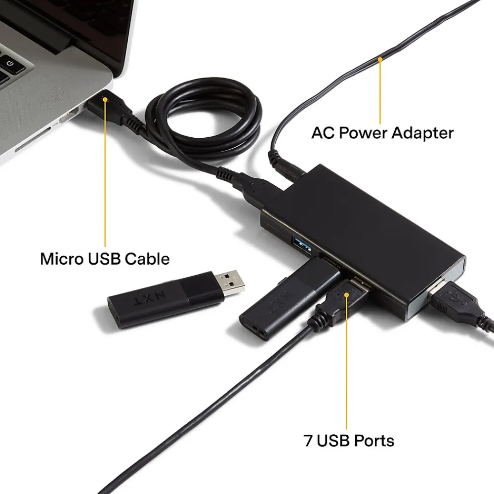 NXT Technologies ™ 7-Port USB 3.0 Hub, Black (NX29746)