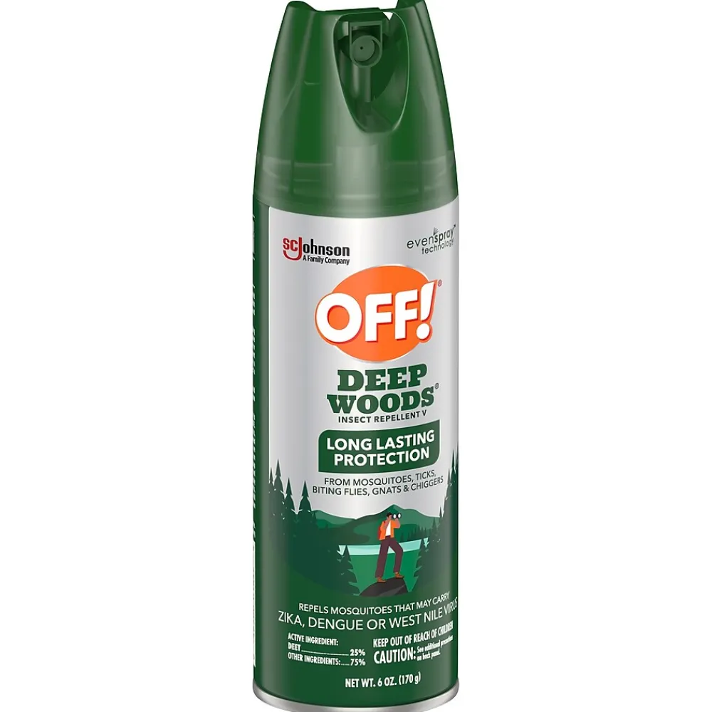 OFF! Deep Woods V Aerosol for Mosquitos, Alcohol Odor, 6 oz., 12/Carton (333242)