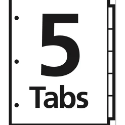 Dividers|Avery Office Essentials Insertable Paper Dividers, 5 Tabs, Clear (11466)