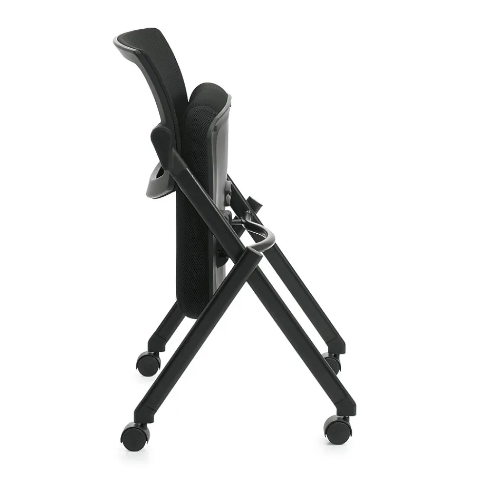 Folding & Stacking*Offices to go Mesh Back Flip Seat Armless Nesting Chair, Black, Armless (OTG11341B)