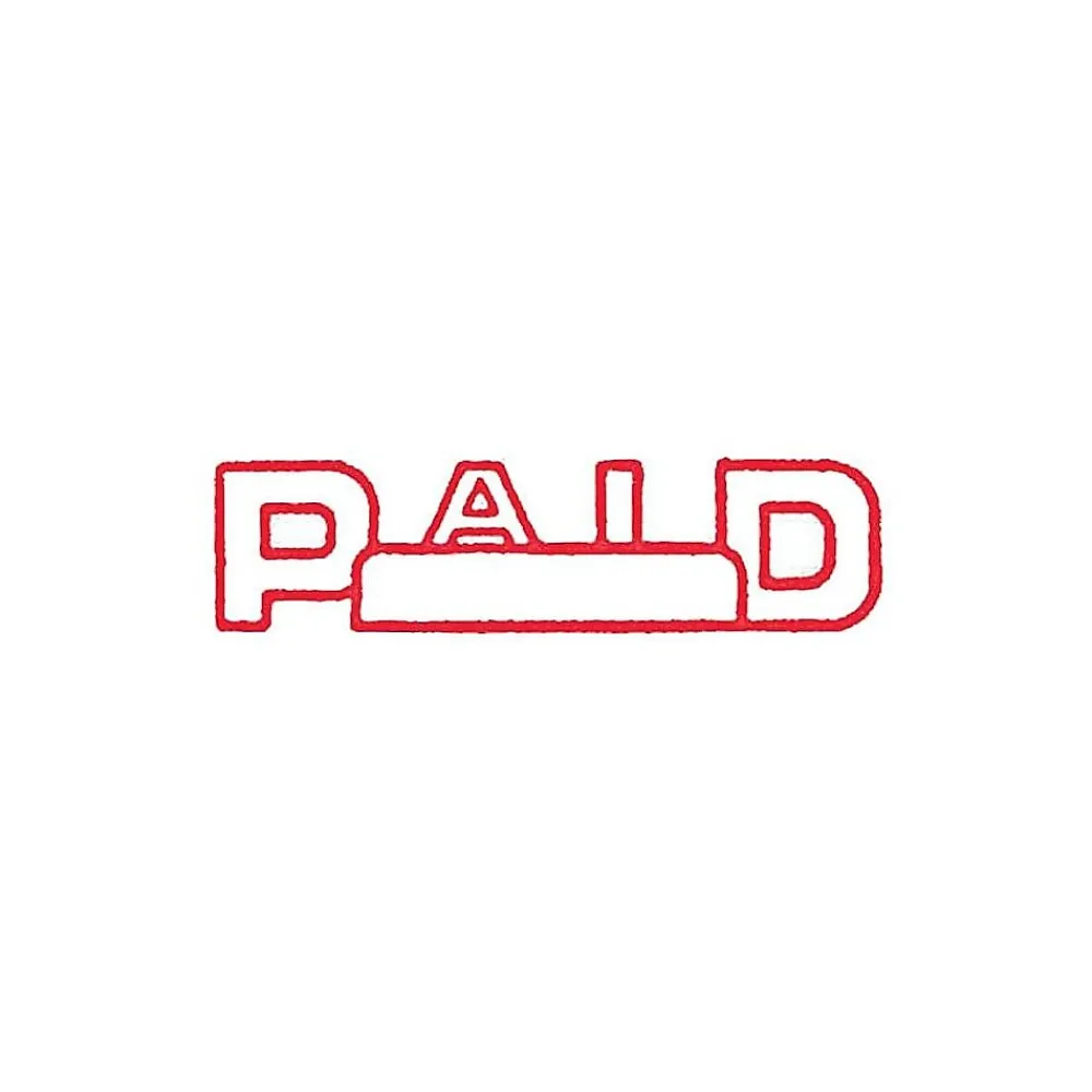 Stamps & Stamp Pads|Offistamp Pre-Inked PAID Rectangle Stamp, Red Ink (034504)