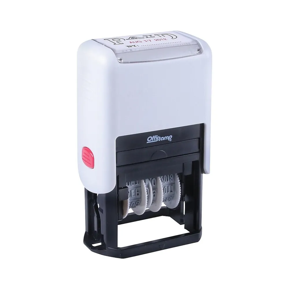 Stamps & Stamp Pads|Offistamp Pre-Inked Stamp, PAID, Black and Red Ink (034508/10689)