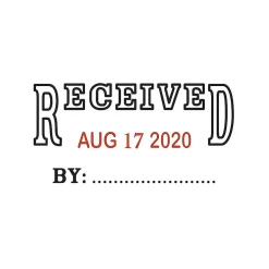 Stamps & Stamp Pads|Offistamp Self-Inking Rectangle Date Stamp, RECEIVED, Black/Red Ink (034507)