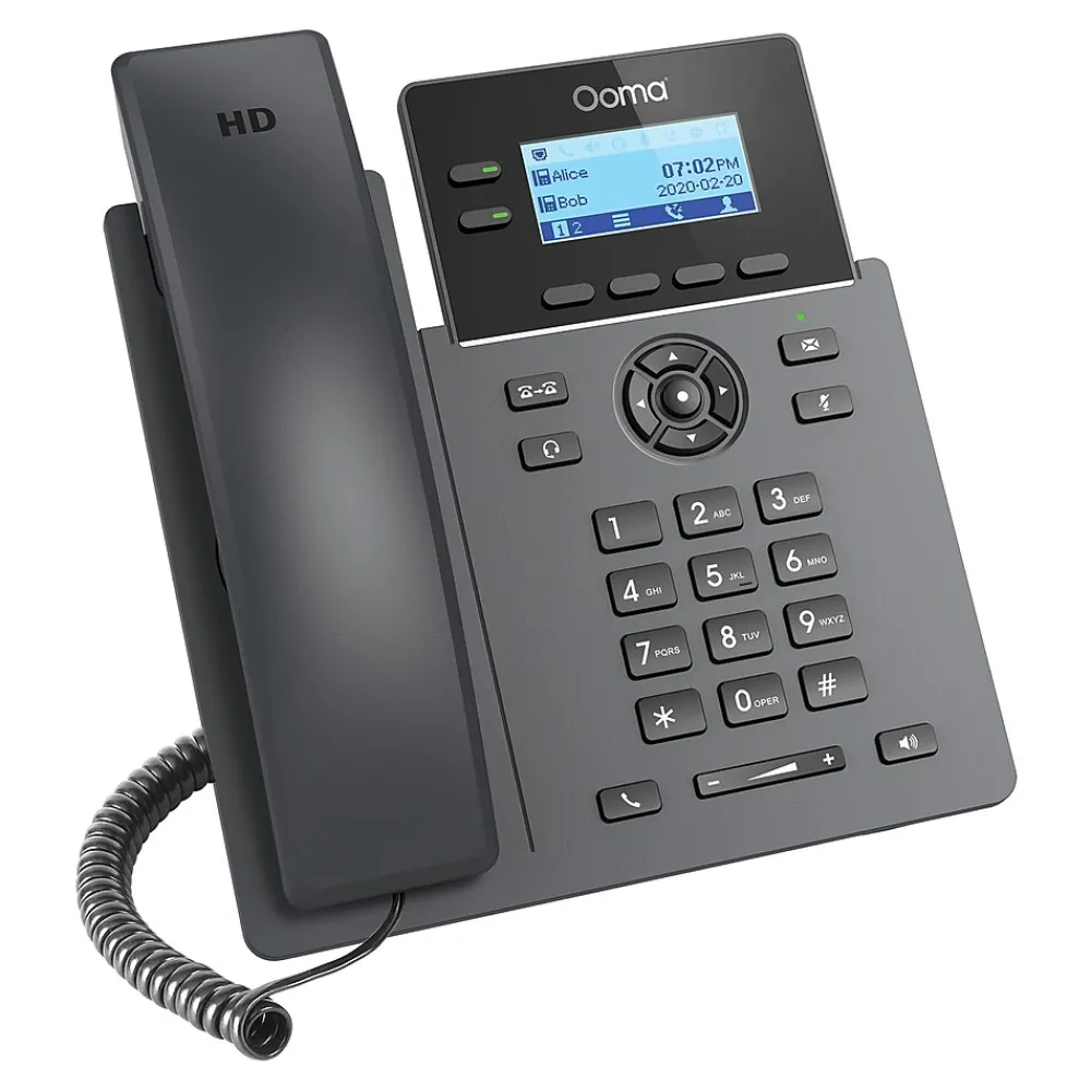 Ooma 2-Line VOIP Phone with Digital Answering, Black (2602W)