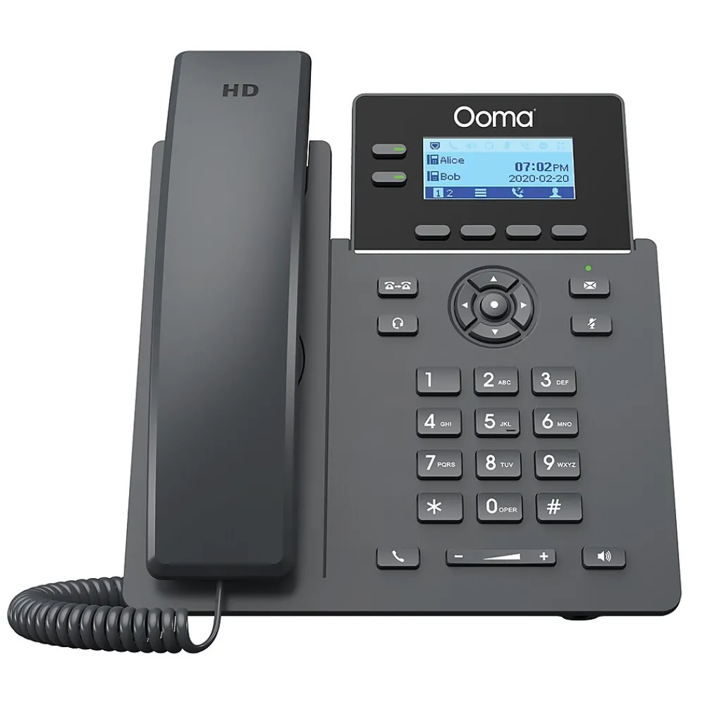 Ooma 2-Line VOIP Phone with Digital Answering, Black (2602W)