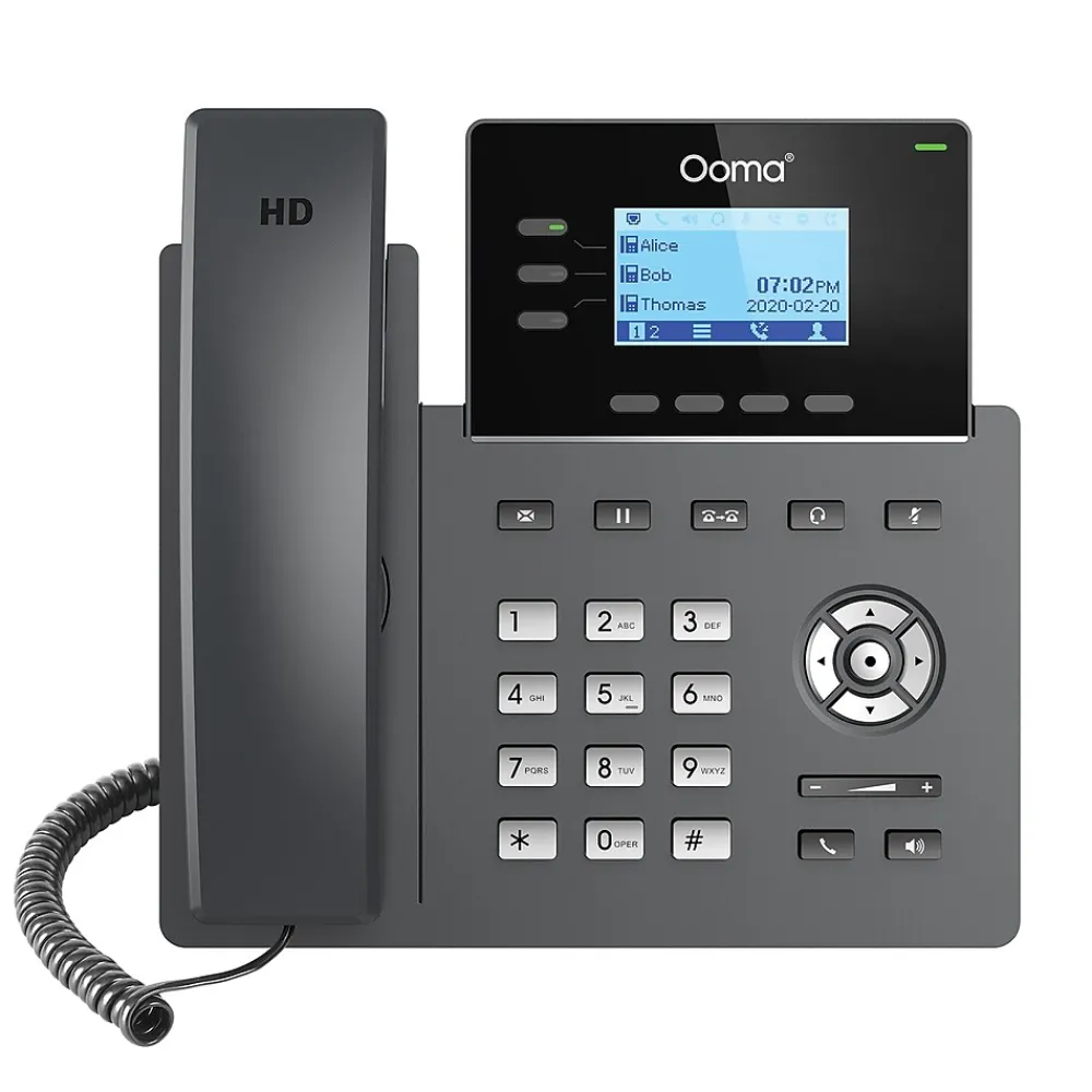 Ooma 3-Line VOIP Phone with Digital Answering, Black (2603)