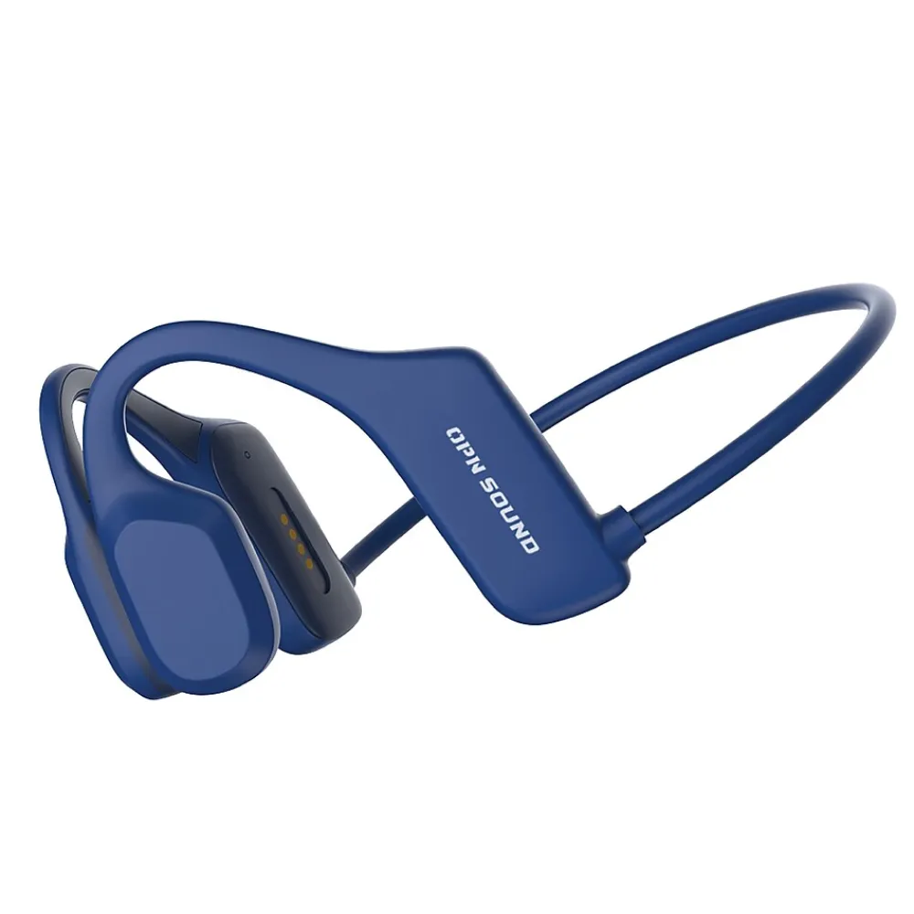 Swym Bluetooth Bone-Conduction Neckband Headphones with Microphone & MP3 Storage, Blue (OS3000BU)<OPN Sound New