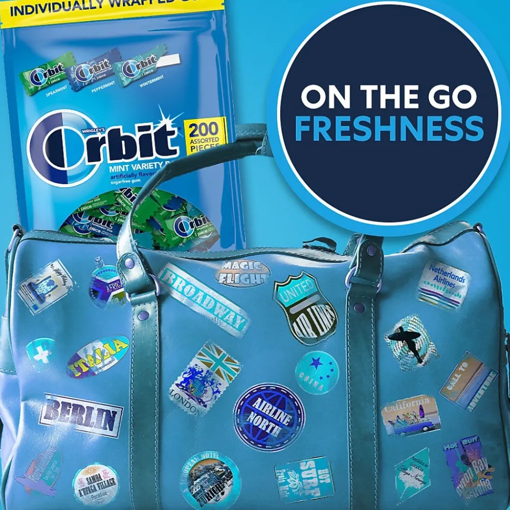 Orbit Mint Sugar Free Gum, Assorted Flavors, 13.4 oz., 200 Pieces/Pack, 200/Pack (MMM27955)
