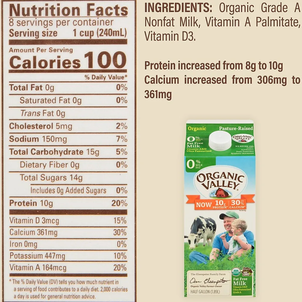 Organic Valley Skim Milk, 64 oz., 3/Pack (307-00350)