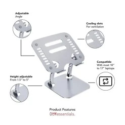 Aluminum Adjustable Laptop Riser Stand, Gray (OB-A2A)<OTM Essentials