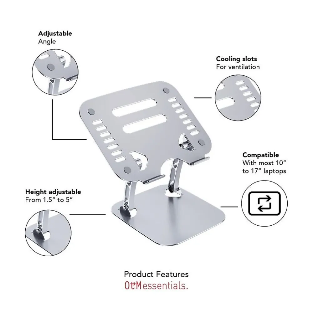 Aluminum Adjustable Laptop Riser Stand, Gray (OB-A2A)<OTM Essentials