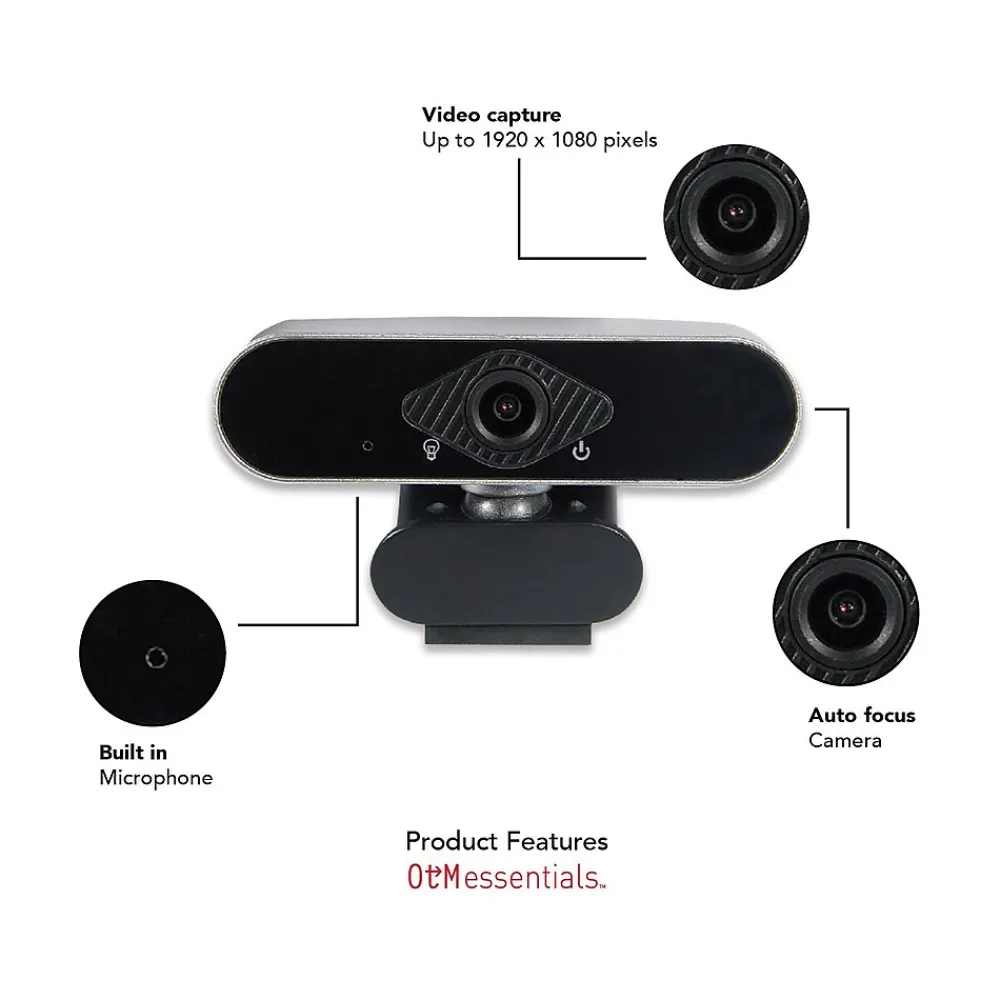 OTM Essentials HD Elite 1920 x 1080 Webcam, 2 Megapixels, Black, 3/Pack (OB-AJK-3PK)
