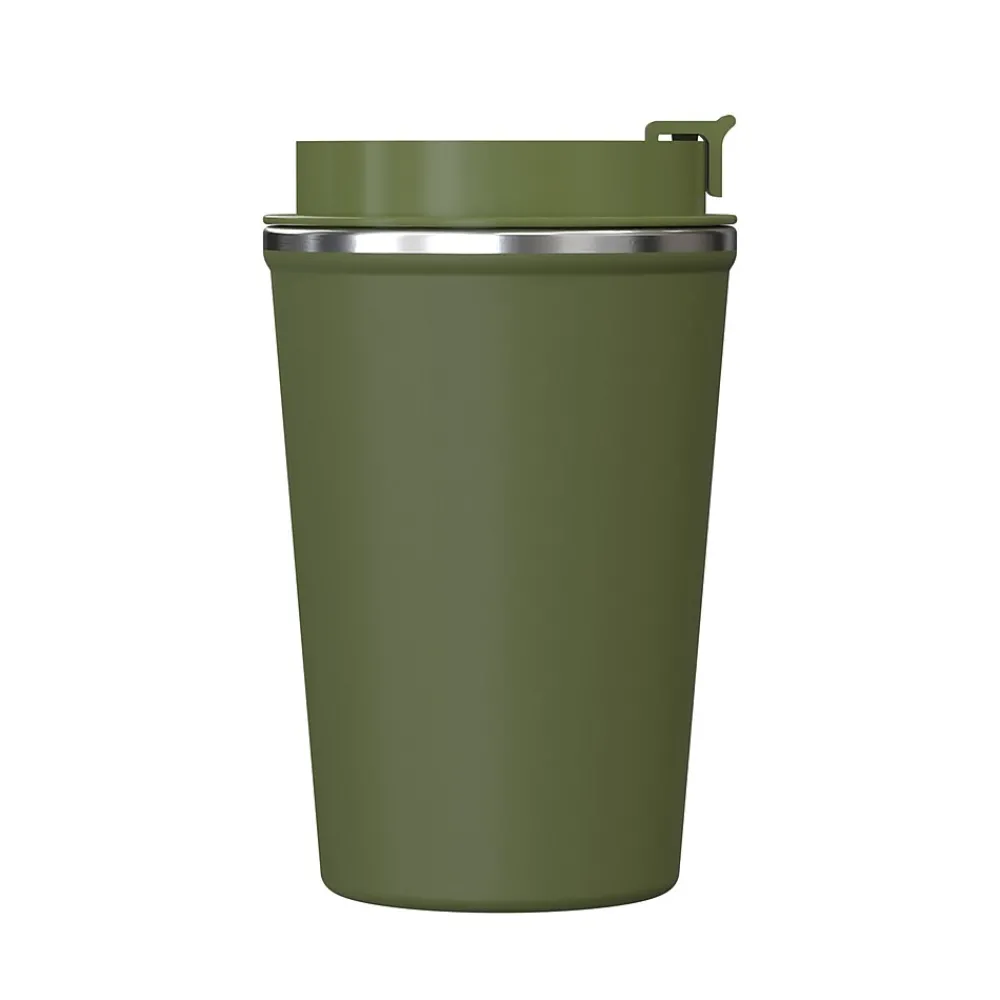 Stainless Steel Double-Walled Vacuum-Insulated Coffee Cup, 12.8 oz., Olive Green (OUTD9423)<Outdoors Professional Hot