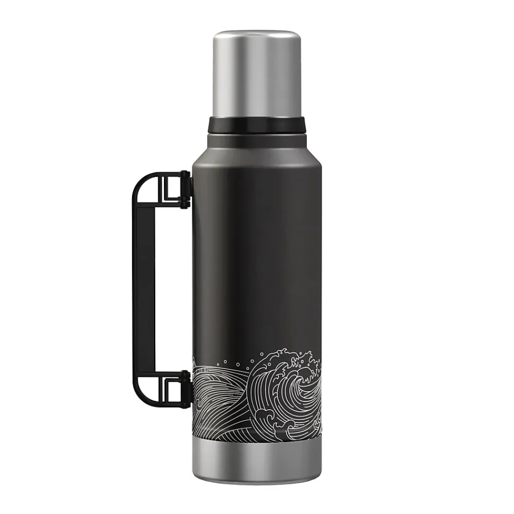 Stainless Steel Vacuum Insulated Termo Classic Water Bottle, 33 oz., Black Waves (OUTD9379)<Outdoors Professional Online
