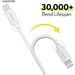 Apple MFi Certified Lighting USB 4ft Cable for iPhone/iPad/iPod Touch, White, Pack of 3 (CE14541A)<Overtime