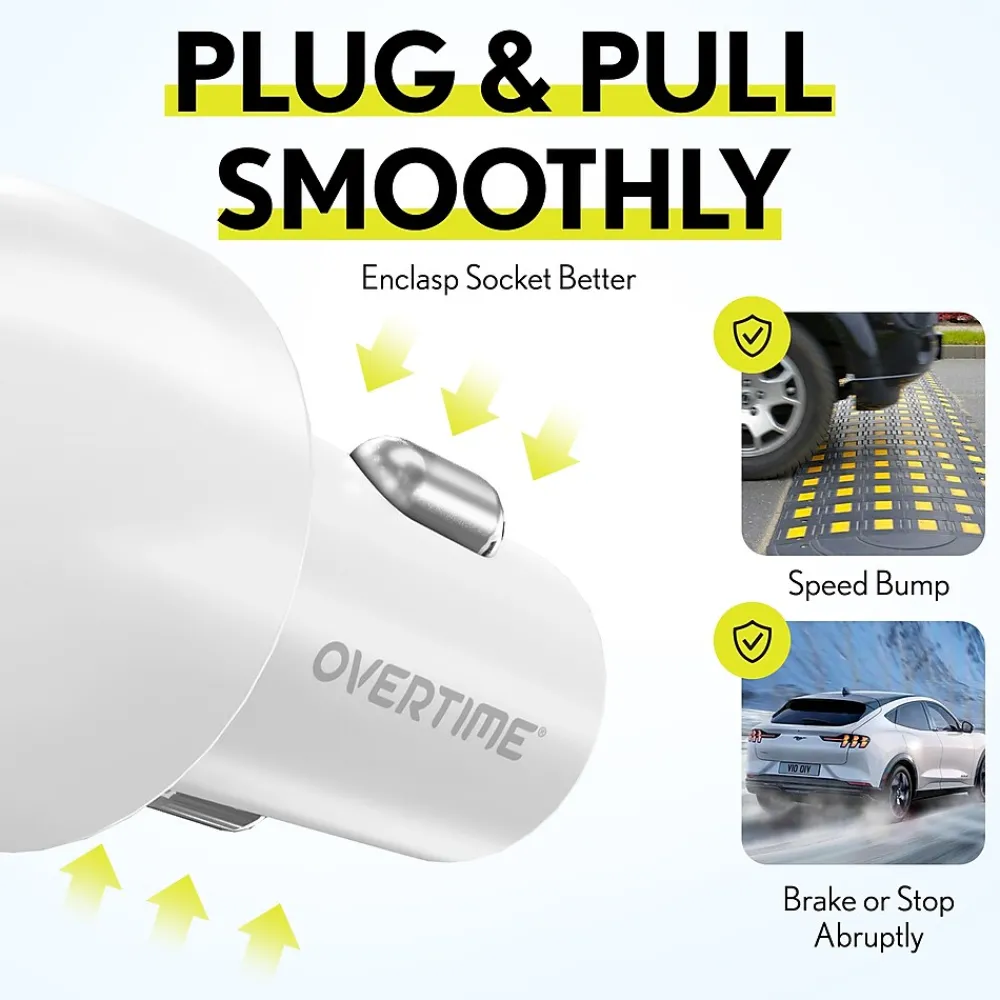 Dual USB-A/USB-C Universal Car Charger, White (OTC2USB2ASL)<Overtime Clearance
