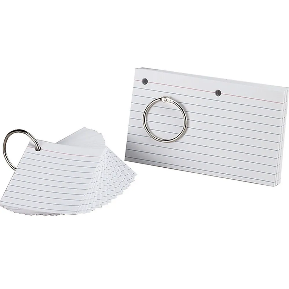 Index Cards*Oxford ® JustFlip-it!™ 3" x 5" Punched & Perfed Study Cards, Ruled, White, 75 Per Pack, 12 Packs (ESS63506-12)