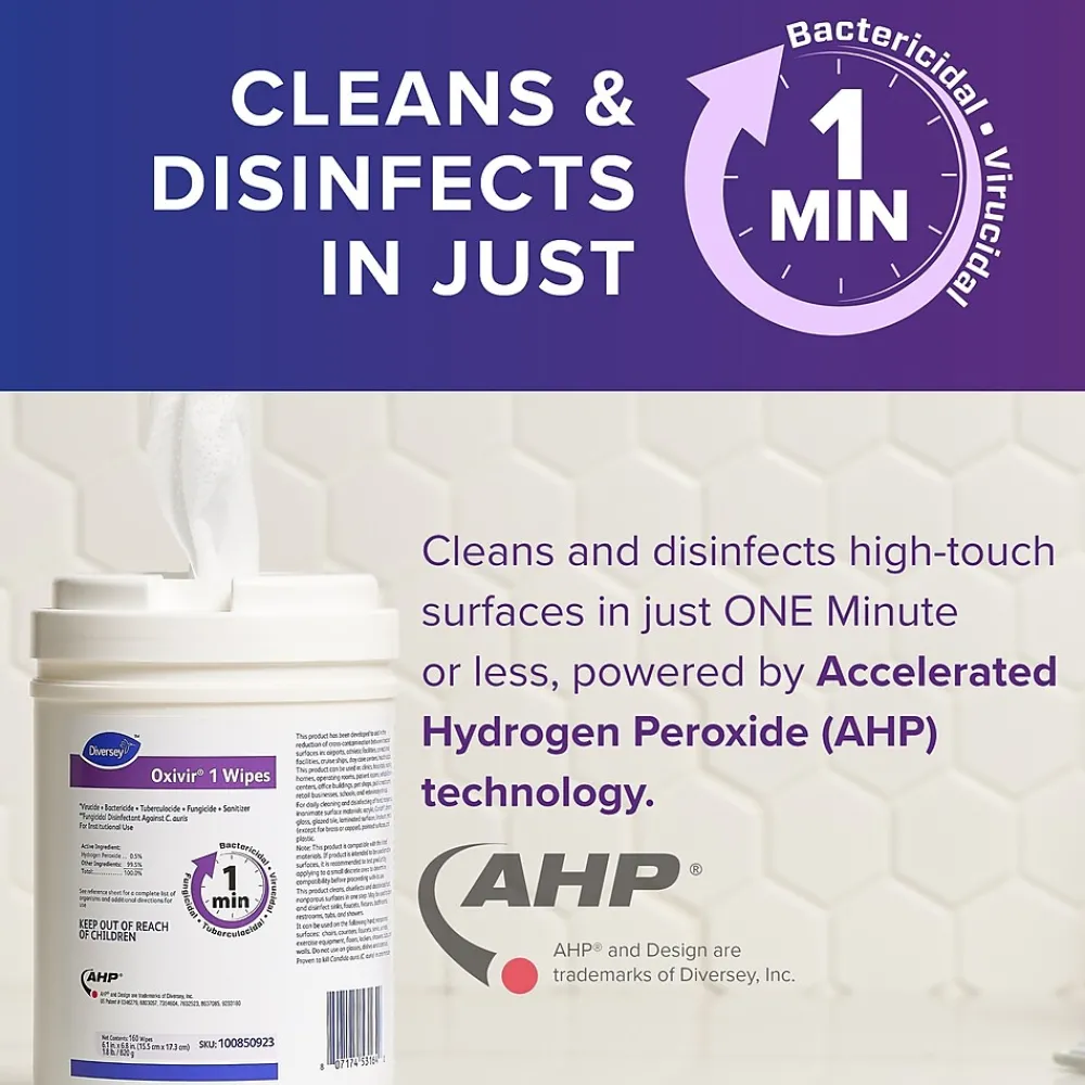 Disinfecting Wipes, 160 Wipes/Container, 12/Carton (100850923)<Oxivir Best