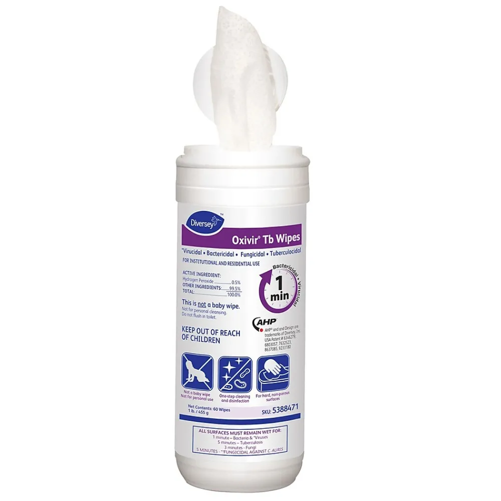 Disinfecting Wipes, 60 Wipes/Container, 12/Carton (5388471)<Oxivir Clearance