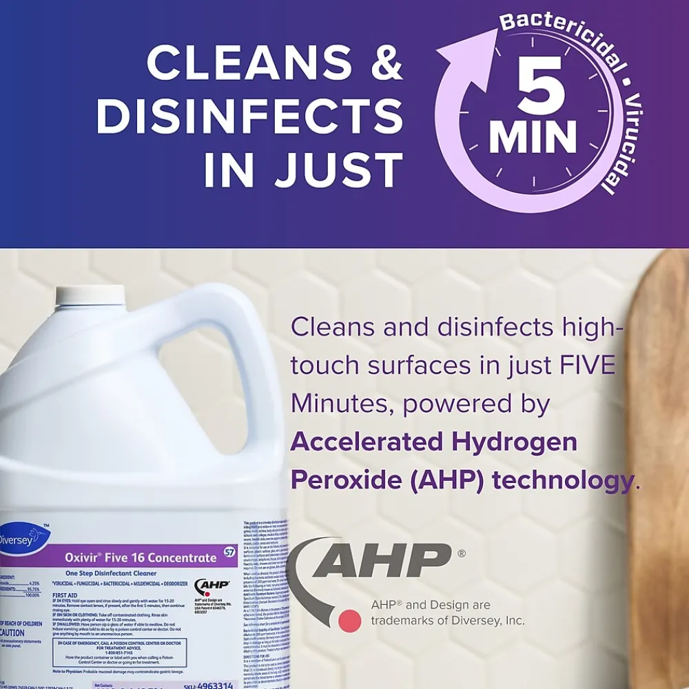 Five 16 Cleaner Disinfectant, 128 Oz., 4/Carton (4963314)<Oxivir Clearance