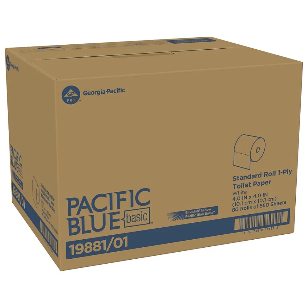 1-Ply Inner Wrapped Embossed Toilet Paper by GP PRO, White, 550 Sheets/Roll, 80 Rolls/Case (19881/01)<Pacific Blue Basic Clearance