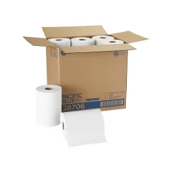 Pacific Blue Basic Recycled Hardwound Paper Towels, 1-ply, 350 ft./Roll, 12 Rolls/Carton (28706)