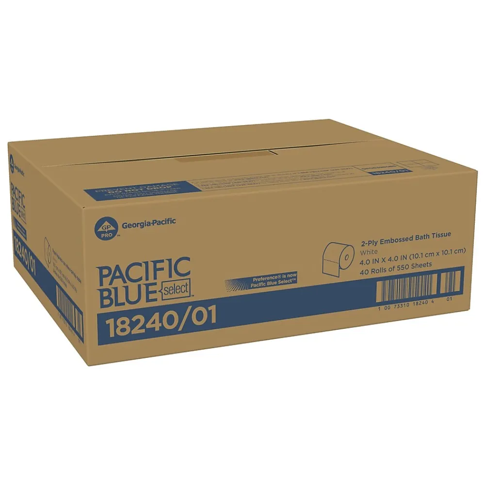 2-Ply Embossed Toilet Paper by GP PRO, White, 550 Sheets/Roll, 40 Rolls/Case (18240/01)<Pacific Blue Select Discount
