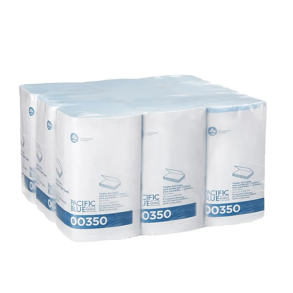 Poly Cleaning Wipers, 10.25" x 9.5", Blue, 250 Wipers/Box, 9/Carton (350)<Pacific Blue Select