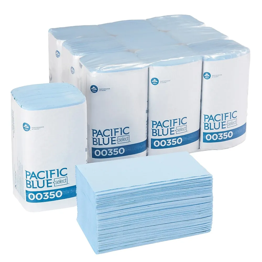 Poly Cleaning Wipers, 10.25" x 9.5", Blue, 250 Wipers/Box, 9/Carton (350)<Pacific Blue Select