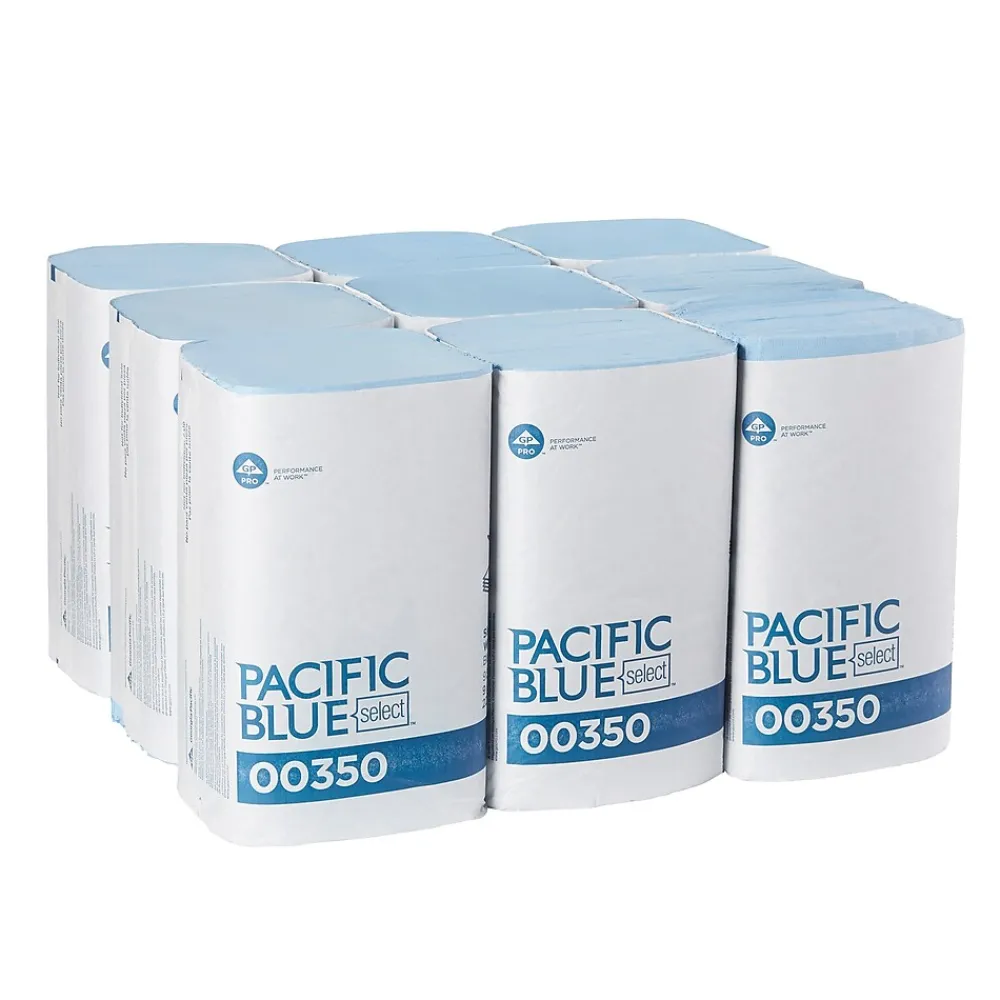 Poly Cleaning Wipers, 10.25" x 9.5", Blue, 250 Wipers/Box, 9/Carton (350)<Pacific Blue Select