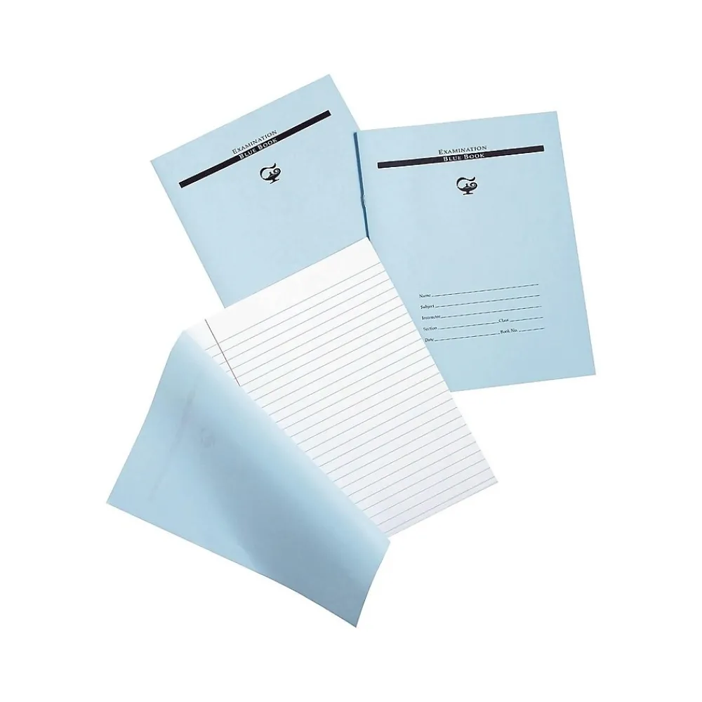 Notebooks|Pacon 1-Subject Exam Notebook, 7" x 8.5", Wide Ruled, 12 Sheets, Blue (PBB7824)