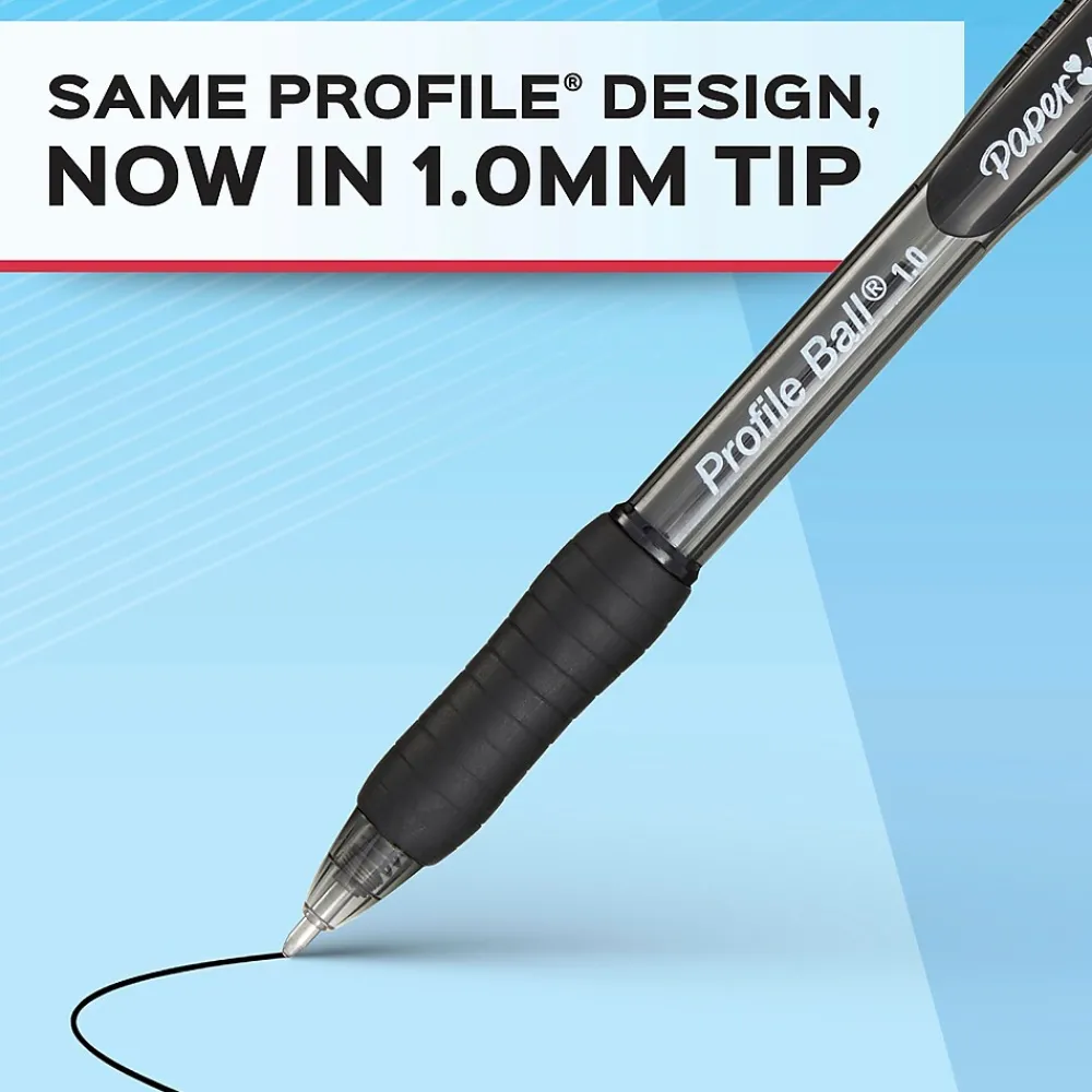 Pens|Paper Mate Ballpoint Pen, Profile Retractable Pen, Medium Point, Assorted Ink, 8 Count (2097014)