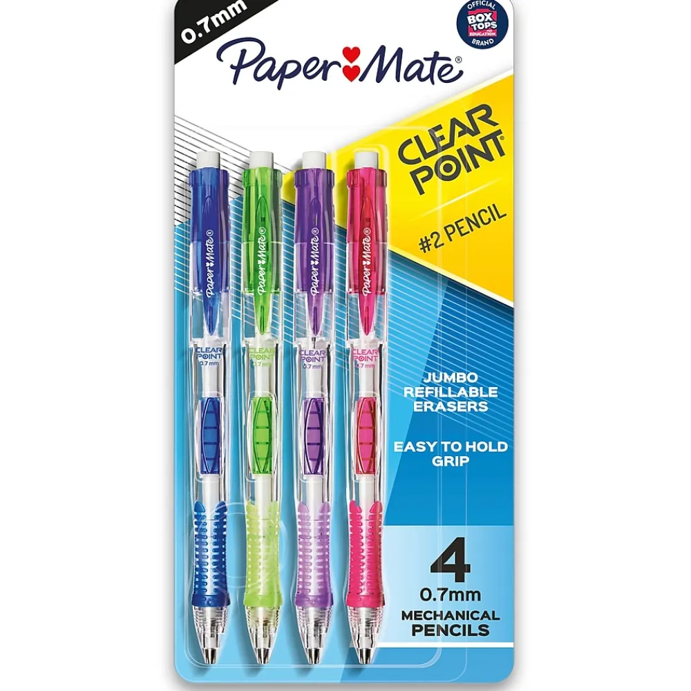 Pencils|Paper Mate Clearpoint Mechanical Pencil, 0.7mm, #2 Hard Lead, 4/Pack (2087147/1902636)
