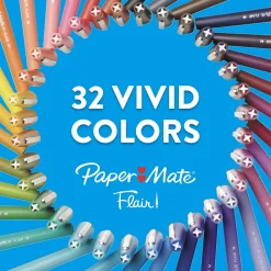 Pens|Paper Mate Flair Felt Pen, Medium Point, 0.7mm, Red Ink, Dozen (8420152)