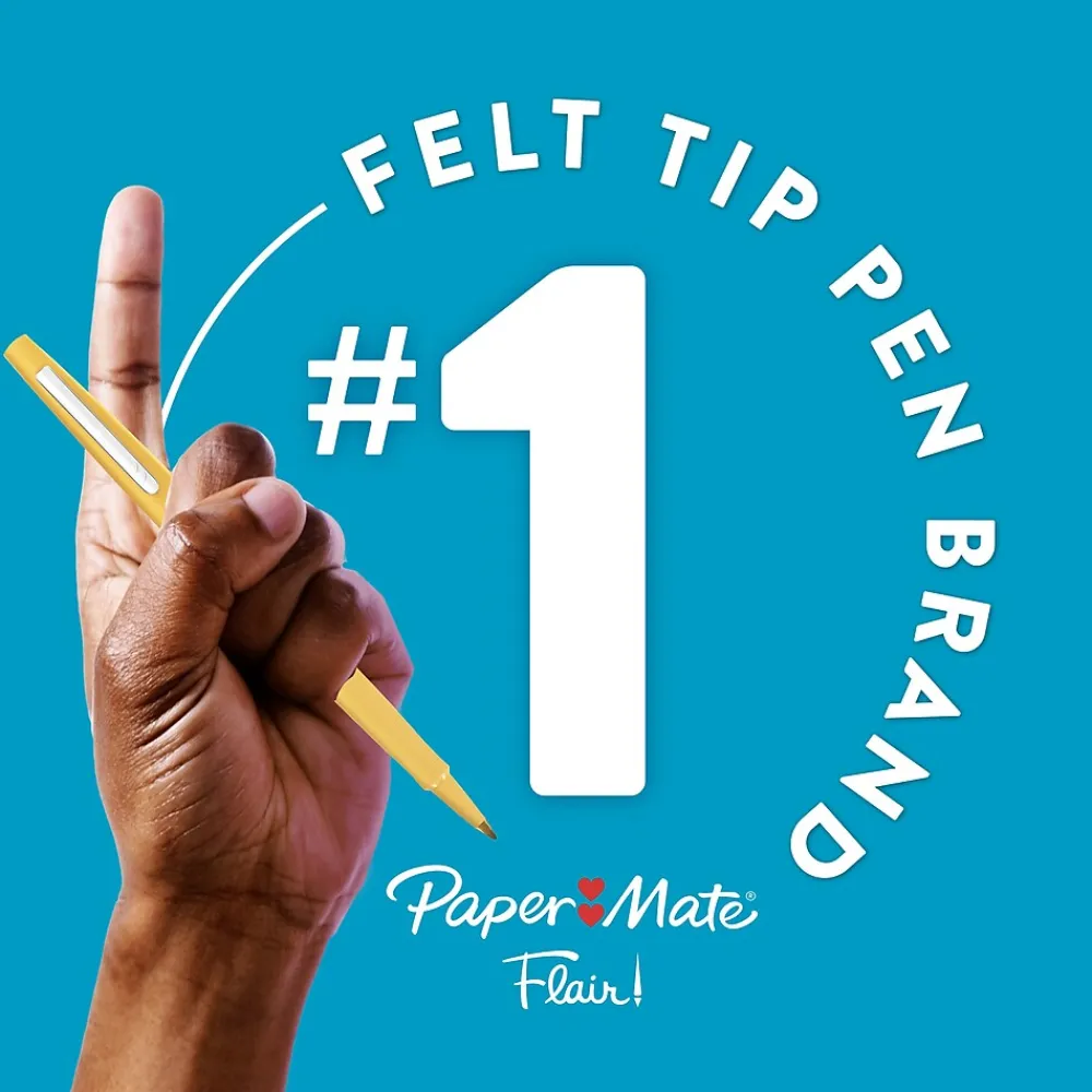 Pens|Paper Mate Flair Felt Pen, Medium Point, 0.7mm, Purple Ink, Dozen (8450152)