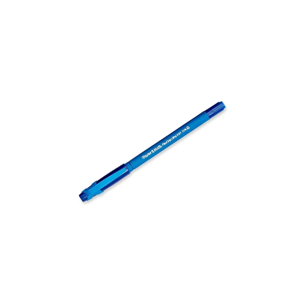 Pens|Paper Mate FlexGrip Ultra Ballpoint Pen, Fine Point, Blue Ink, Dozen (9660131)