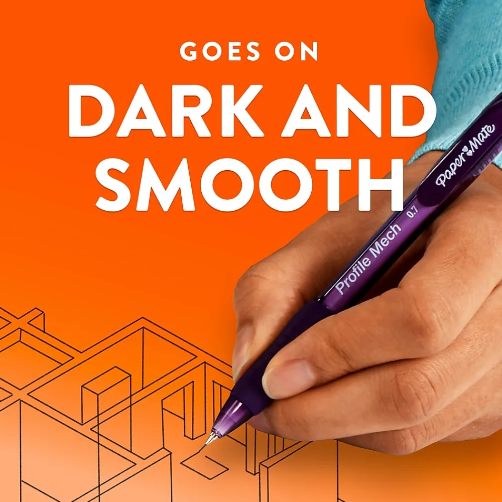 Pencils|Paper Mate Profile Mech Mechanical Pencil, 0.7mm, #2 Medium Lead, Dozen (2101972)