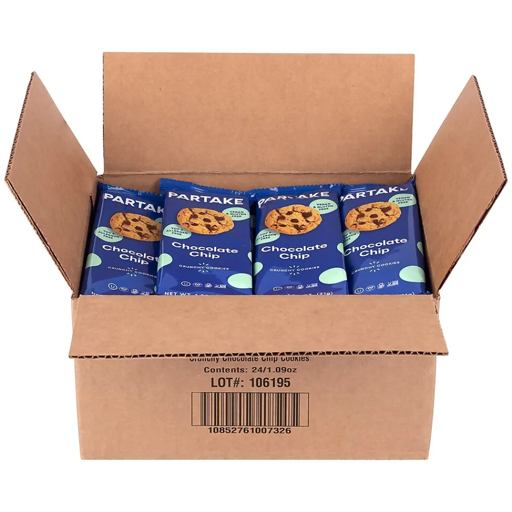 Partake Crunchy Chocolate Chip Cookie Snack Pack, 1.09 oz, 24/Pack (220-02417)