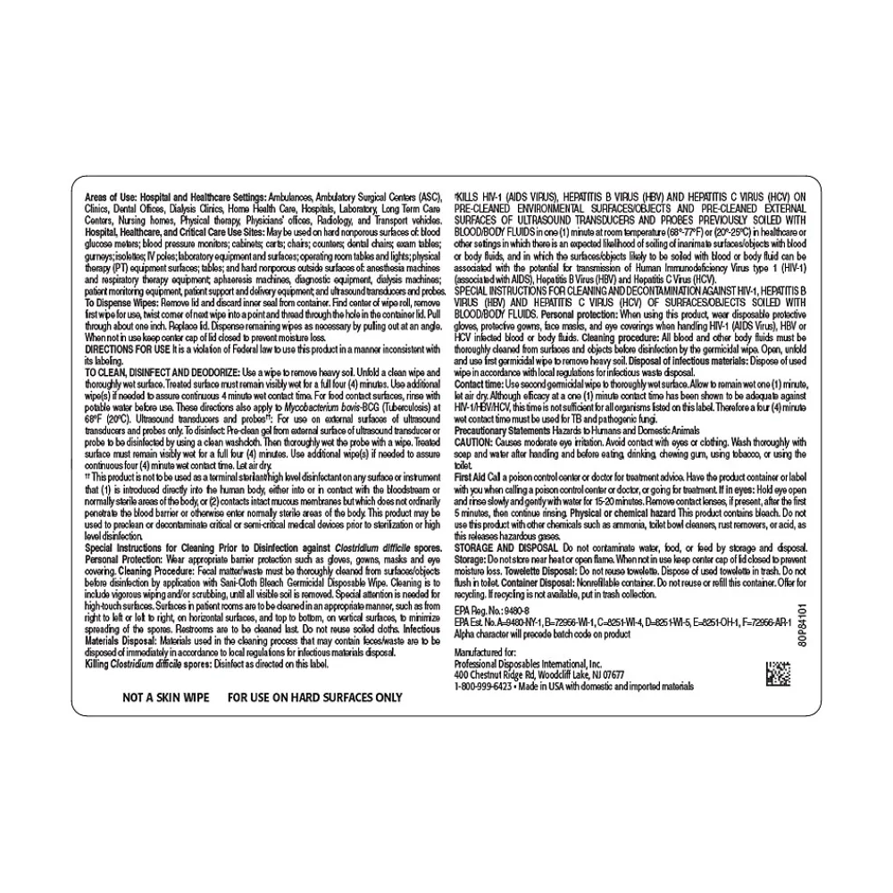 Sani-Cloth Disinfecting Wipes, 160/Canister, 12 Canisters/Carton (P84172)<PDI Online